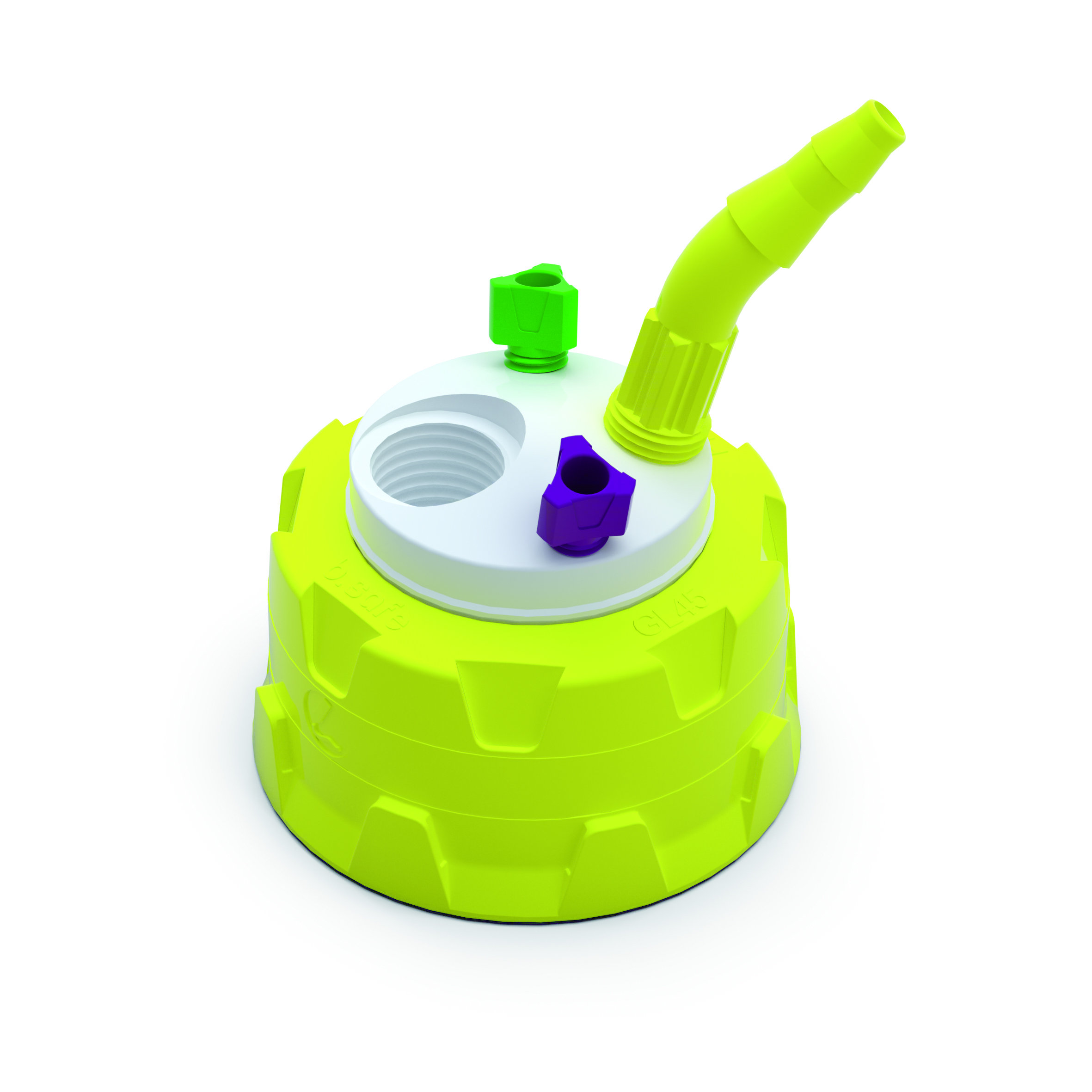 b.safe Waste Cap GL45, 2xUNF1/4, 1xGL14, 1xNPT1/8"