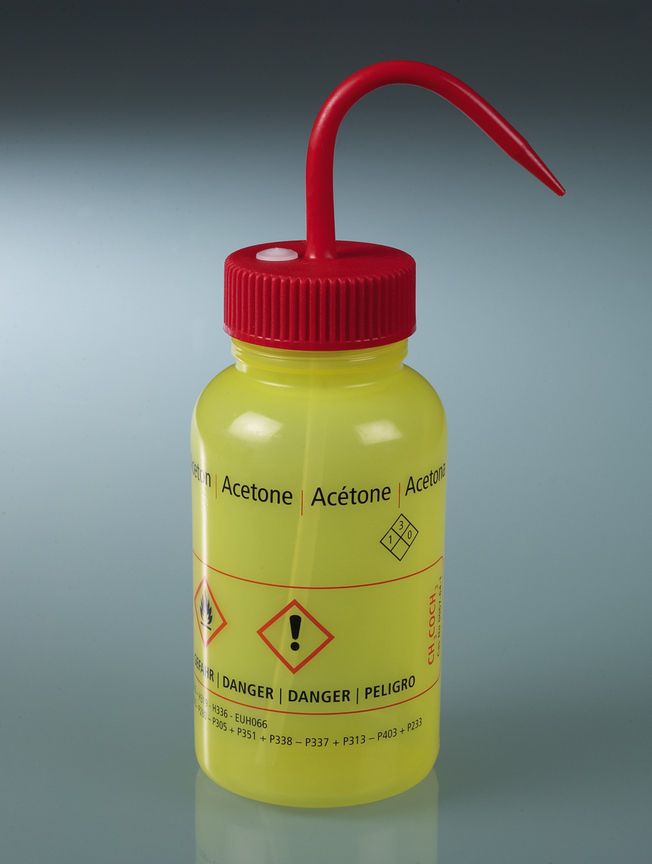 Safety wash bottle "acetone", LDPE, 500 ml