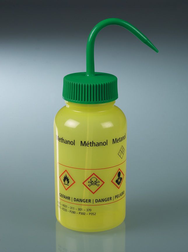 Wide-necked wash bottle "methanol", 500 ml