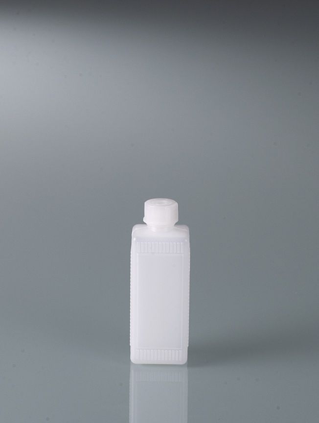 Narrow-necked square bottle, HDPE, 100 ml, w/ cap