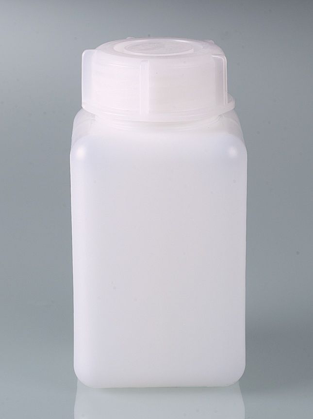Wide-necked square bottle, HDPE, 1000 ml, w/ cap