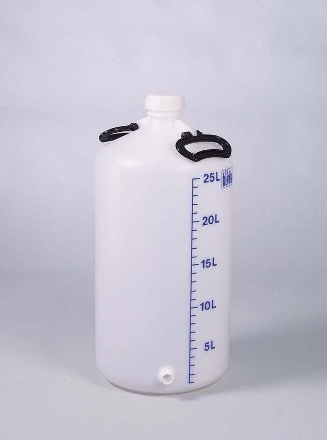 Storage bottle w/ thread. con., HDPE, 25 l, w/ cap