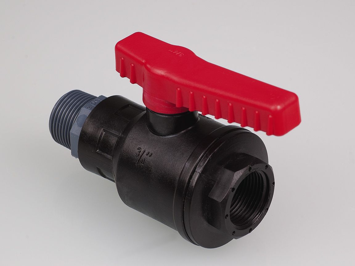 Ball valve PP, 3/4"outer - 3/4" inner, NW 20