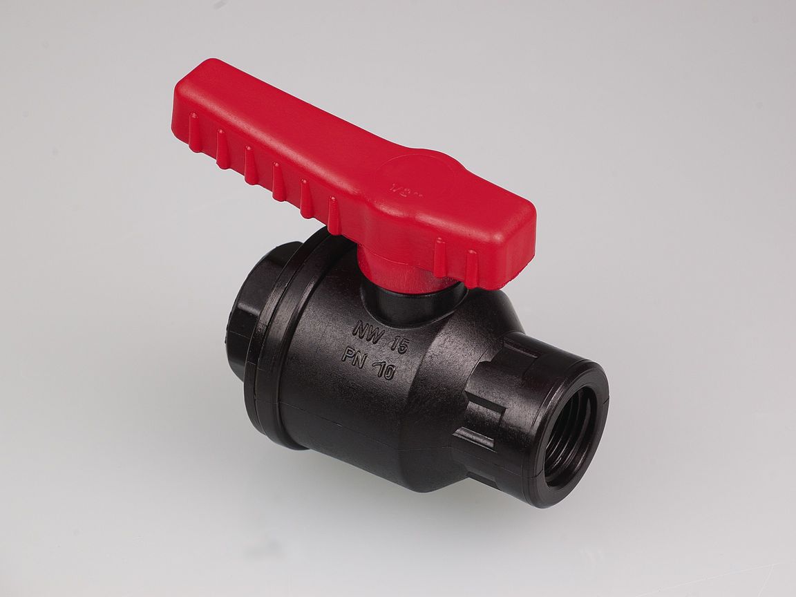 Ball valve PP, 1/2" inner - 1/2" inner, NW 15