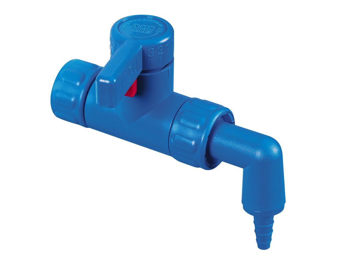 StopCock angled, cap nut 3/4"- spout with nozzle