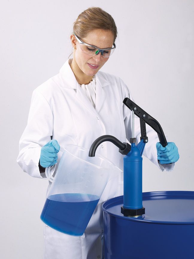 Lever pump, blue, galvanized pump rod