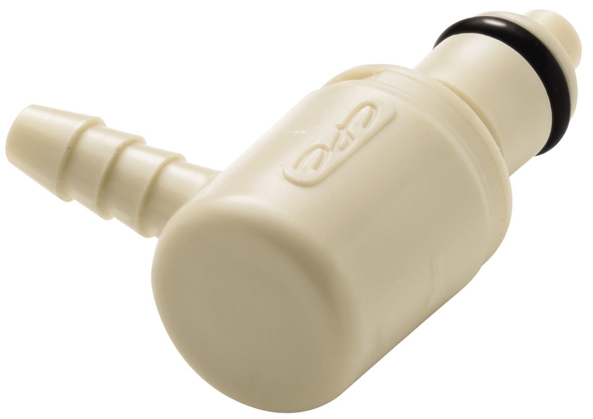 Lynkobling, PP, han, m.  ventil, vinkel, Ø6,4mm