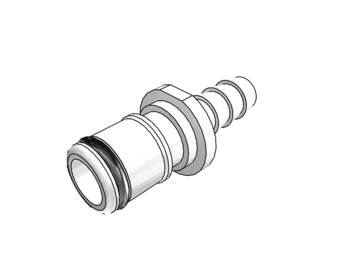Lynkobling, POM, han, u. ventil, stuts, Ø6,4mm