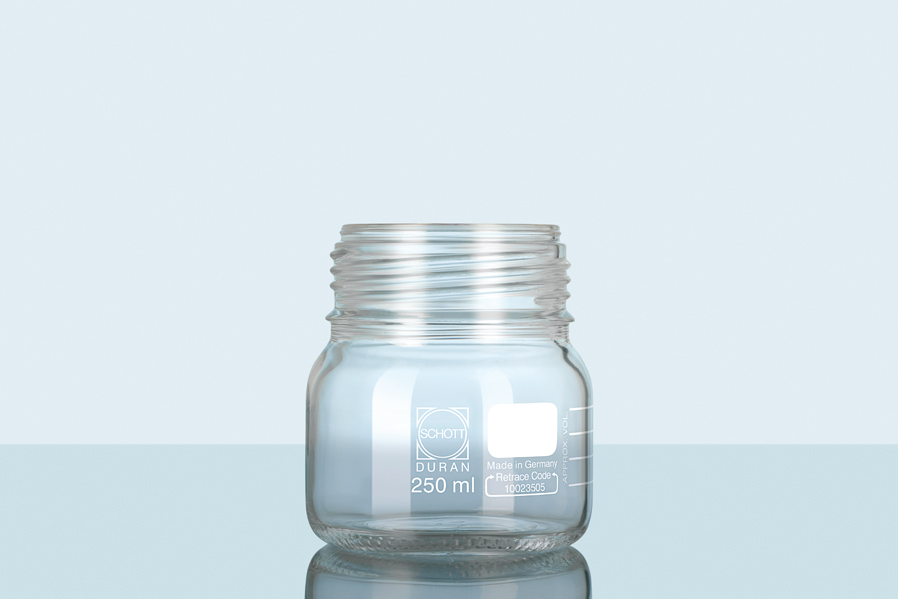 DURAN® GLS80 flaske, kl, vid, u. låg, 250ml, 10stk