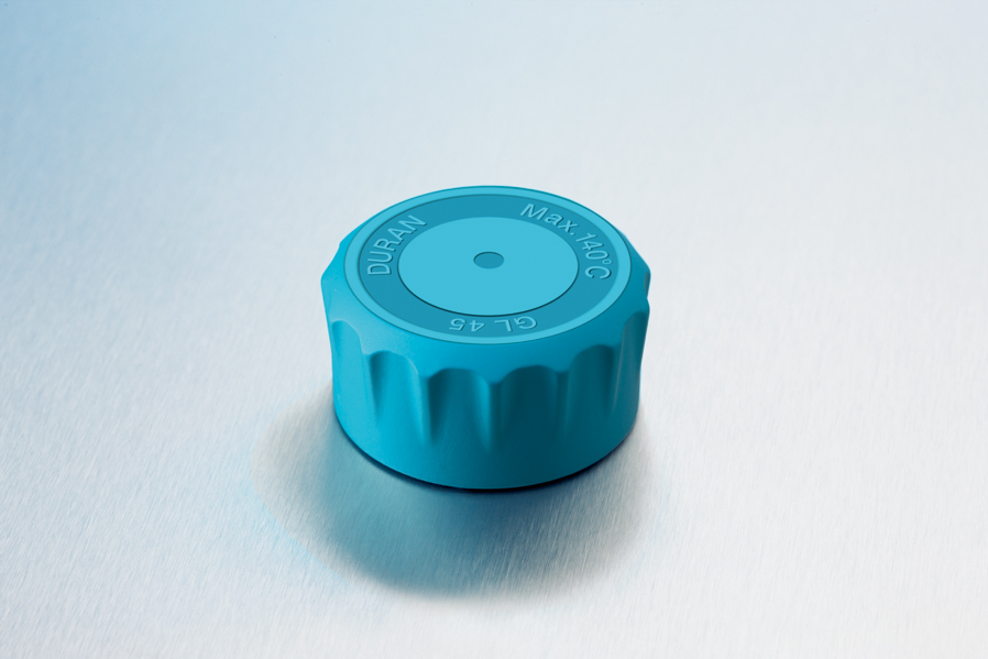 Skruelåg GL45, Cyan PP, for DURAN® flaske, 10stk