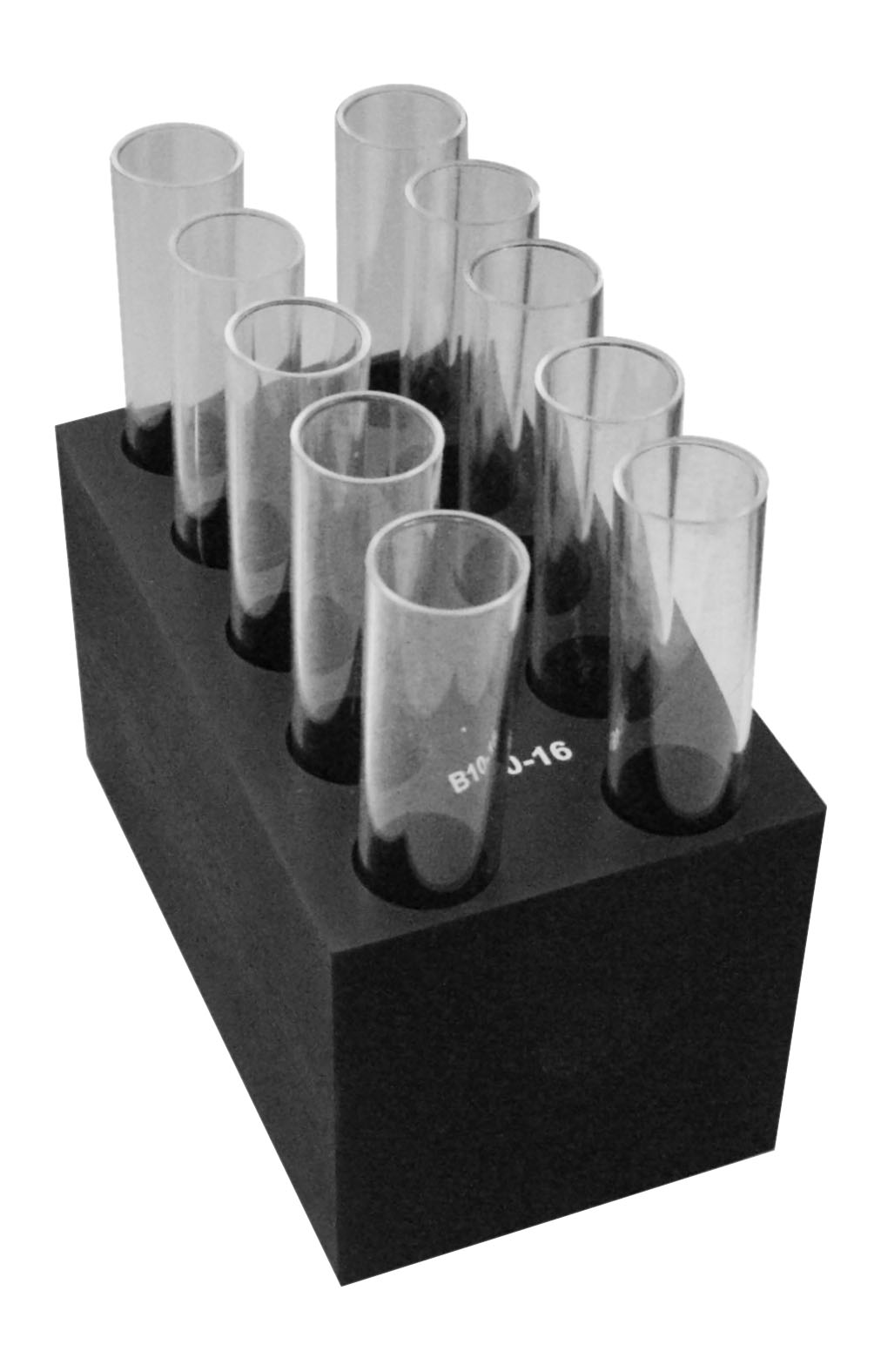 Block with 10 holes of 16 mm diameter, flat bottom