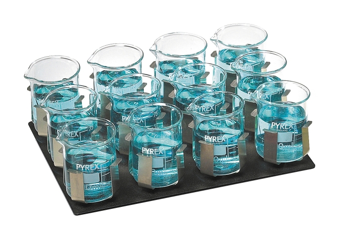 Platform with spring clamps for 12 x 100-150ml fla