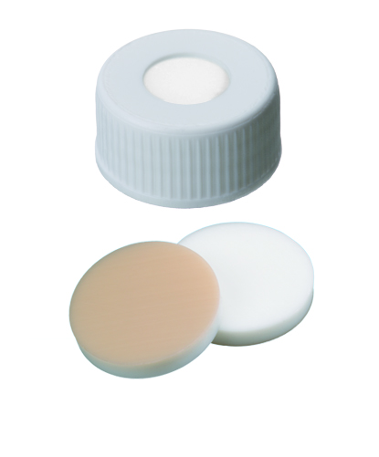 Screw cap 24mm, PP, w/hole, sil/PTFE, EPA, 100pcs
