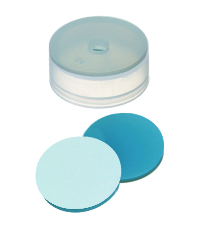 Snap lid, PE sil/PTFE liner, w/ hole, 100pcs