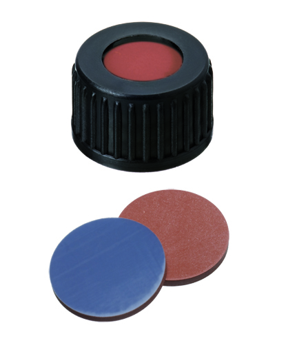 Screw cap 18 mm w/hole, butyl/PTFE, 100 pcs