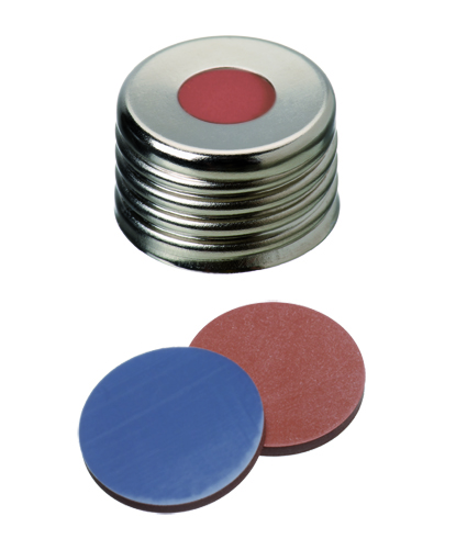 Screw cap 18 mm w/hole, butyl/PTFE, magn, 100