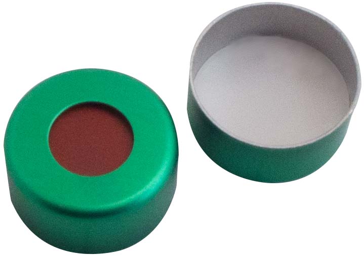 Kapsel 11mm, alu, grøn, G/PTFE, 1,0mm, 100stk