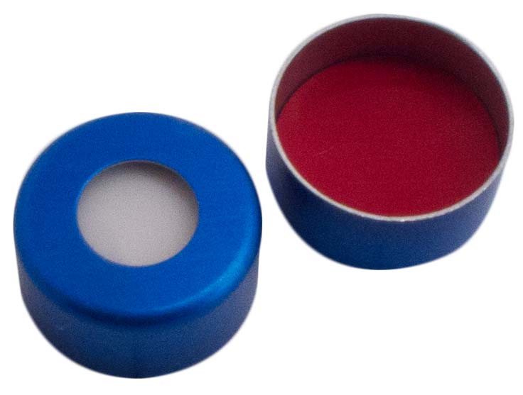 Kapsel 11mm, alu, blå, Sil/PTFE, 1,3mm, 100stk