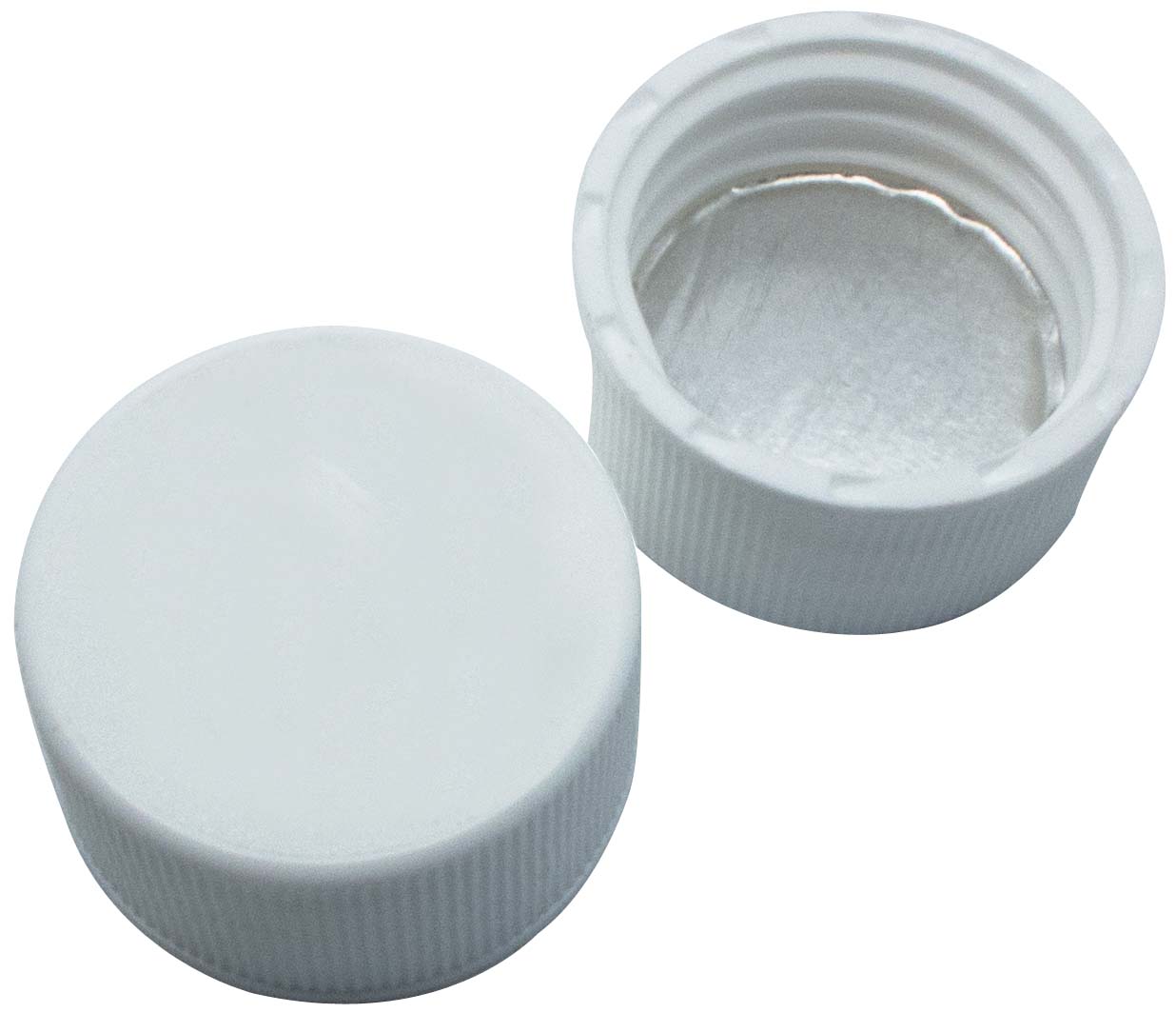 Skruelåg 24mm, hvid, u/hul, Si/Alu, 3,0mm, 100stk