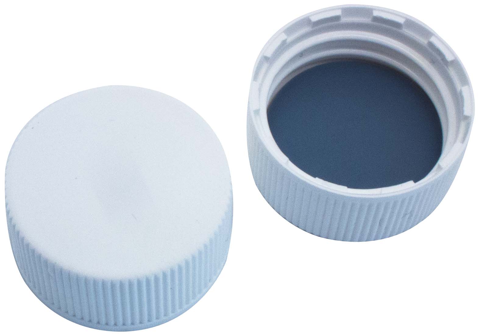 Screw cap 24mm, white, wo/hole, B/PTFE, 2,4mm, 100