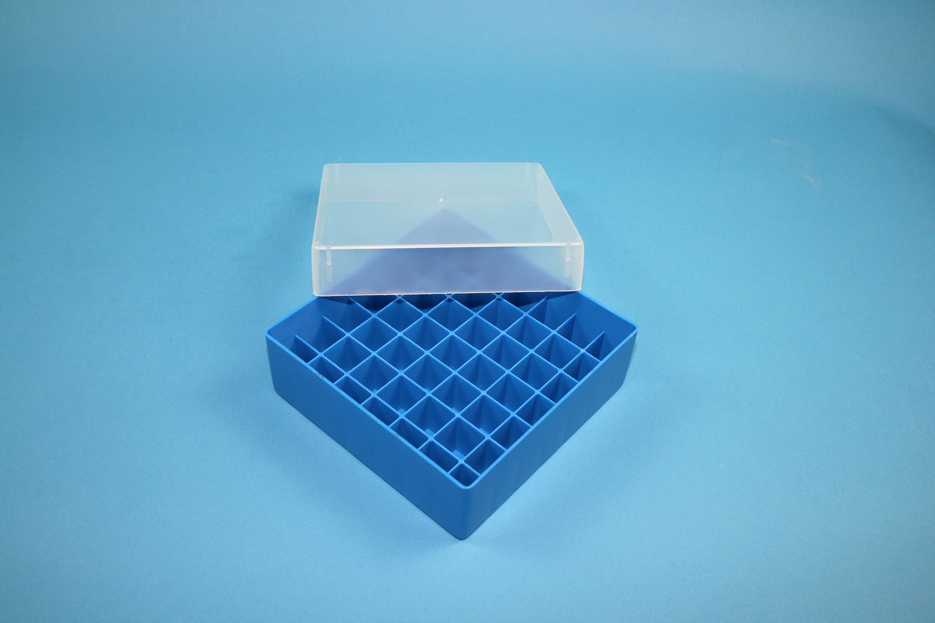 Cryo box, 130x130x52mm, 7x7 holes, blue