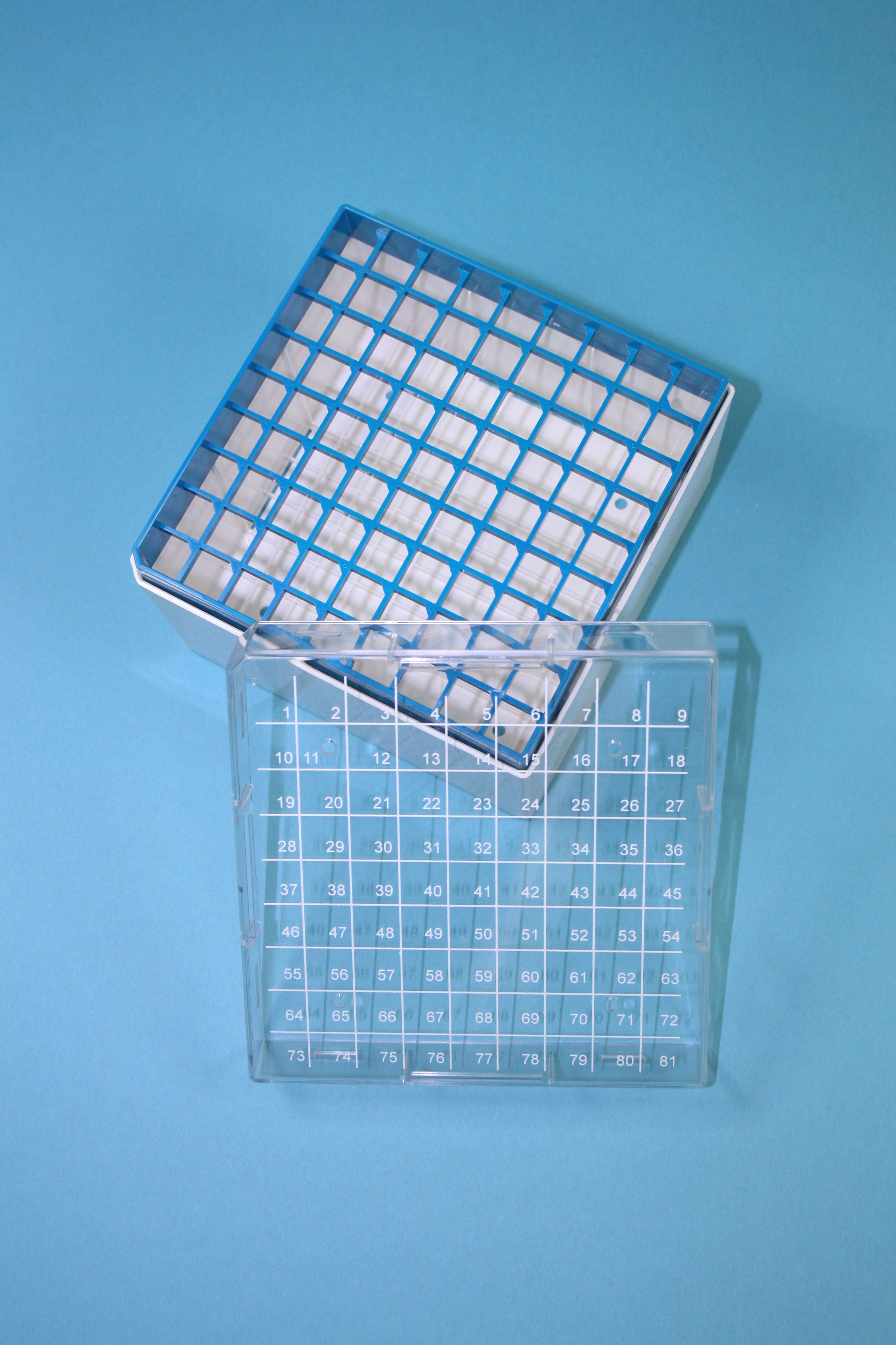 Cryo Box 81H / 9x9 divider, blue, height 95 mm fix