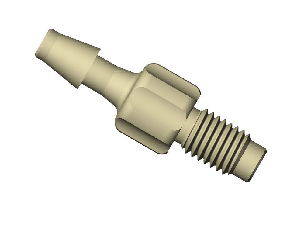BARBED ADAPTOR, 1/4"-28F, 3,2MM, PEEK