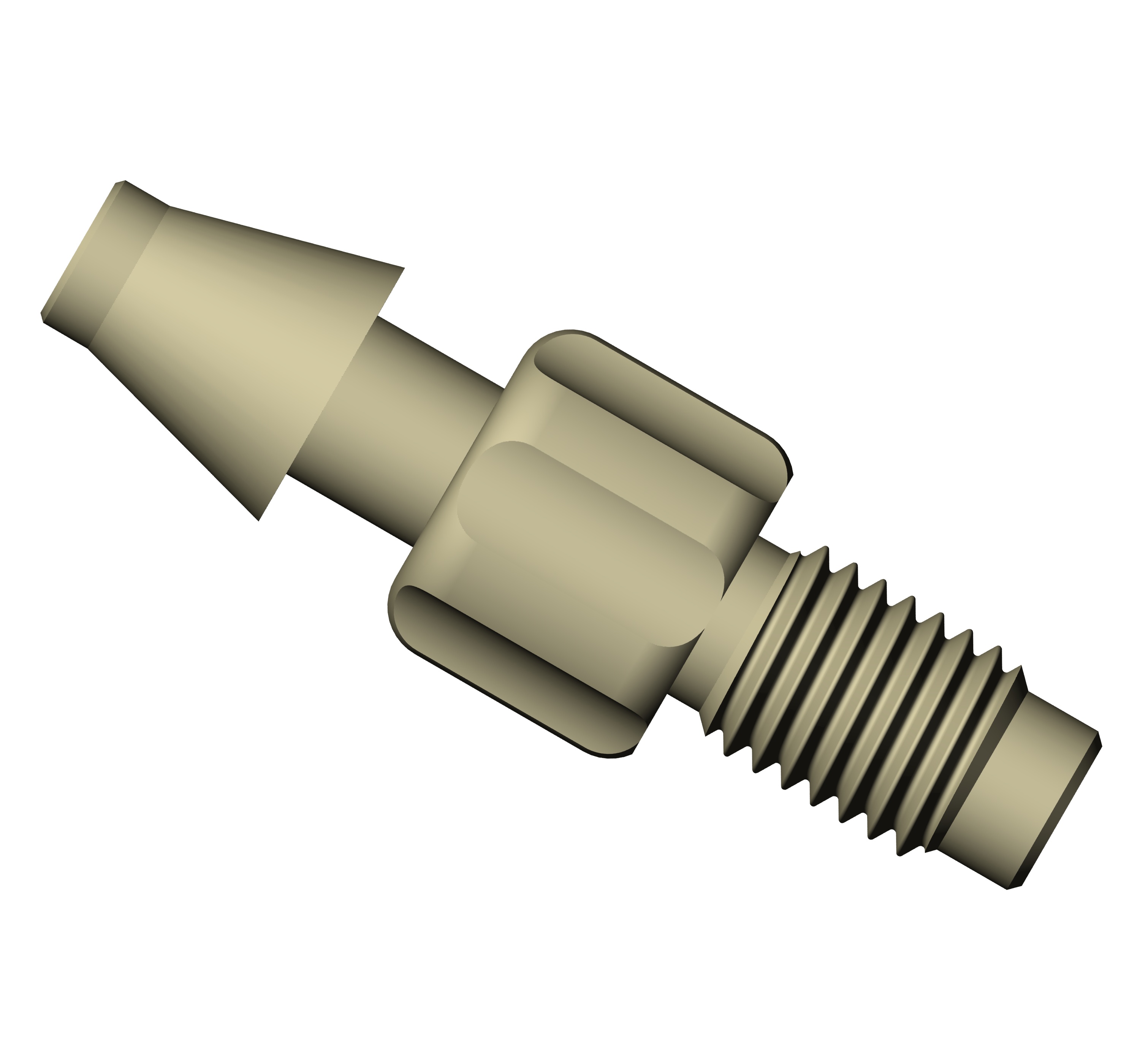 BARBED ADAPTOR, 1/4"-28M, 3,2MM, PEEK
