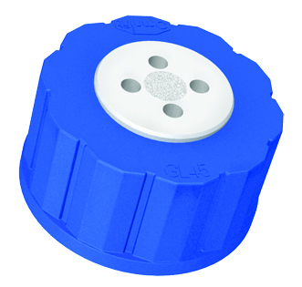 Cap, series T, GL45, 4 x luer, check valvel/filter
