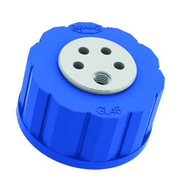 T-SERIES WASTE CAP, GL45, 4 INLETS, 1 VENT