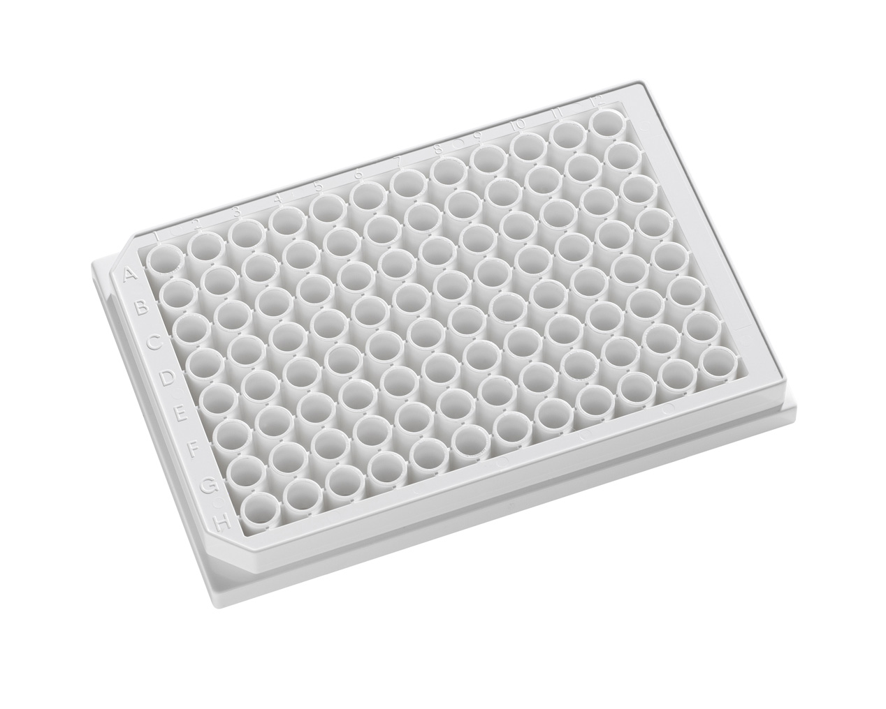 96 pos. plade 350uL hvid/klar TC, låg, sgl, 100stk