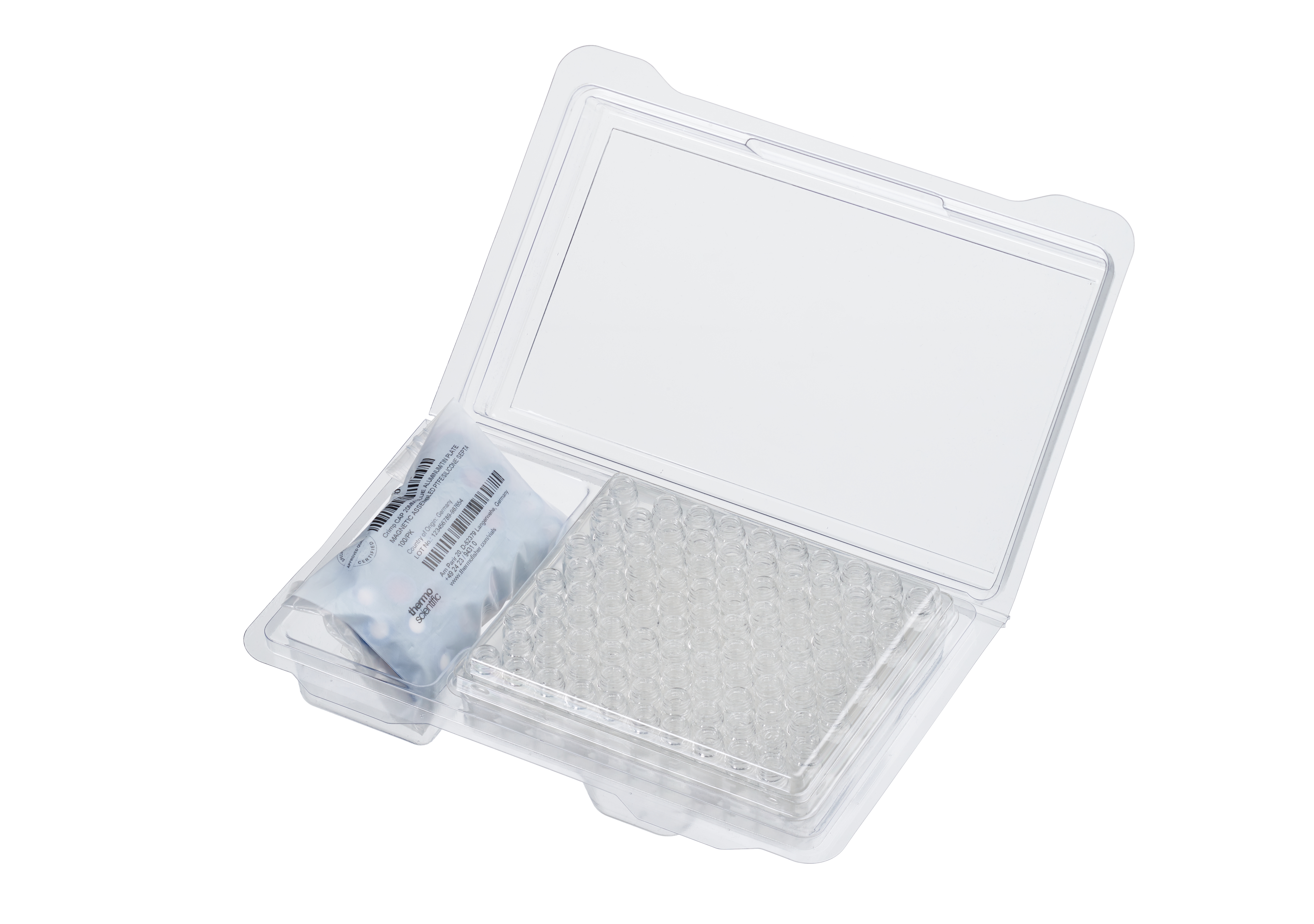 Kit 2ml skrue 9mm lbl blå PP sil/PTFE blød, 100stk